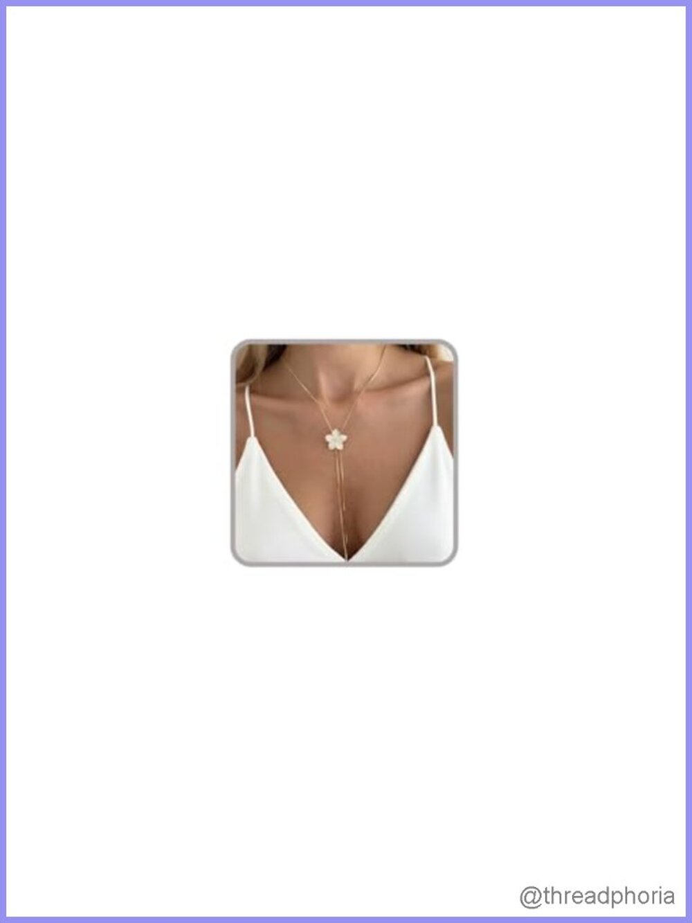 Long Y-Necklace Flower Pendant Adjustable Pull-Out Chain Boho Lariat